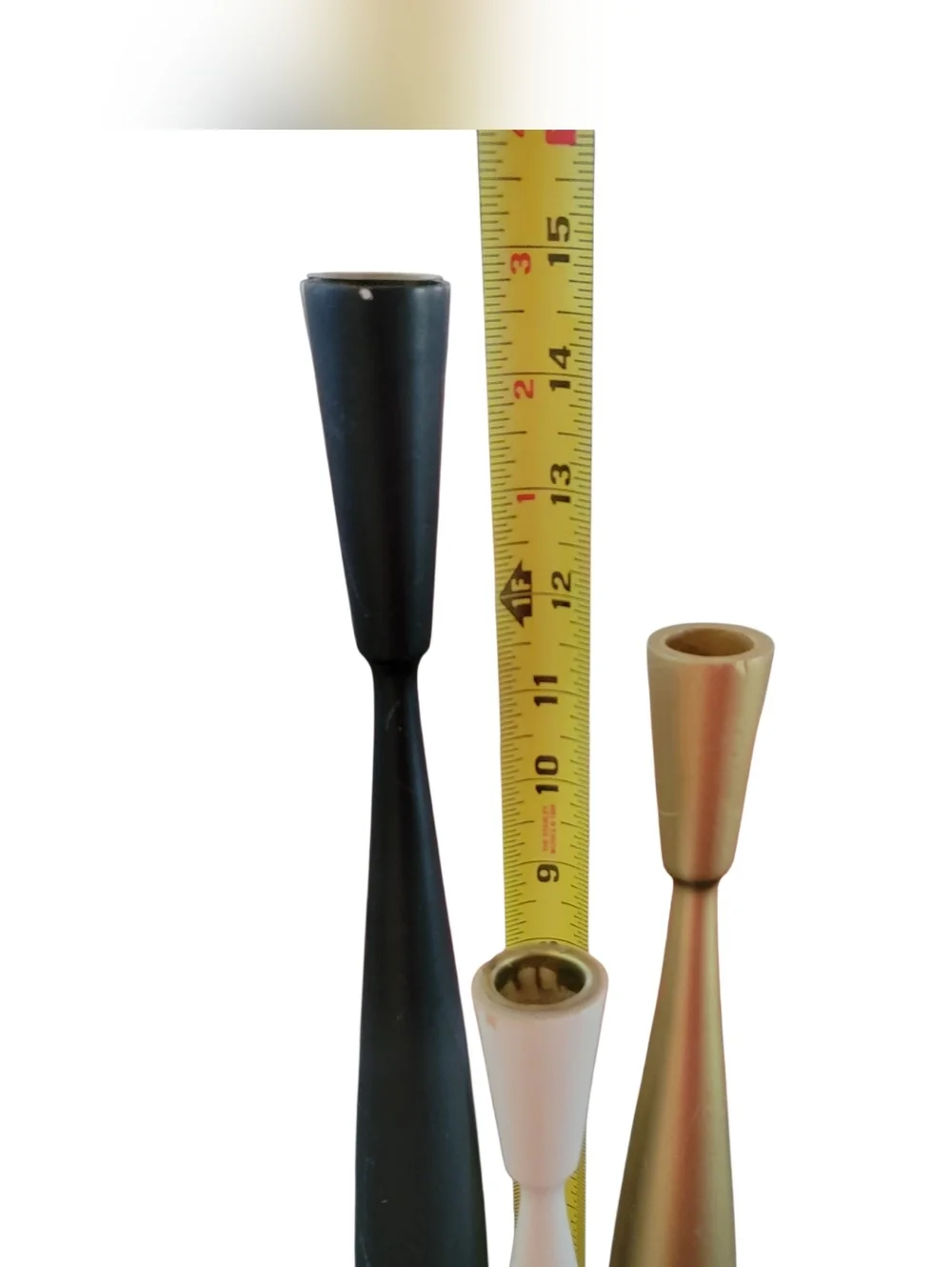 Danish Modern Candlestick Holders Set of 3 Denmark MCM‎ Black Gold White